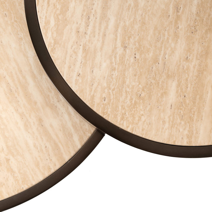 Ronson Set of 2 Faux Travertine Coffee Tables - Beige Richmond 4