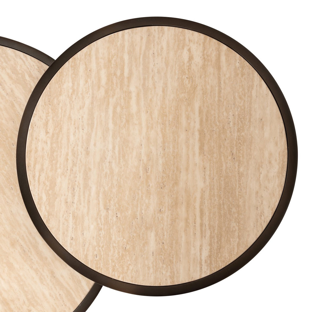 Ronson Set of 2 Faux Travertine Coffee Tables - Beige Richmond 6