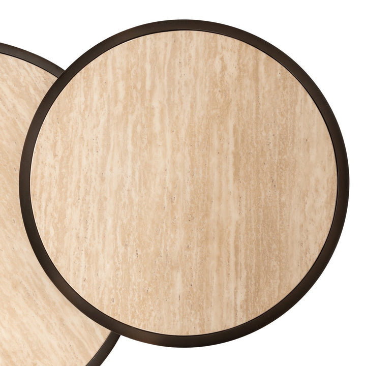 Ronson Set of 2 Faux Travertine Coffee Tables - Beige Richmond 6