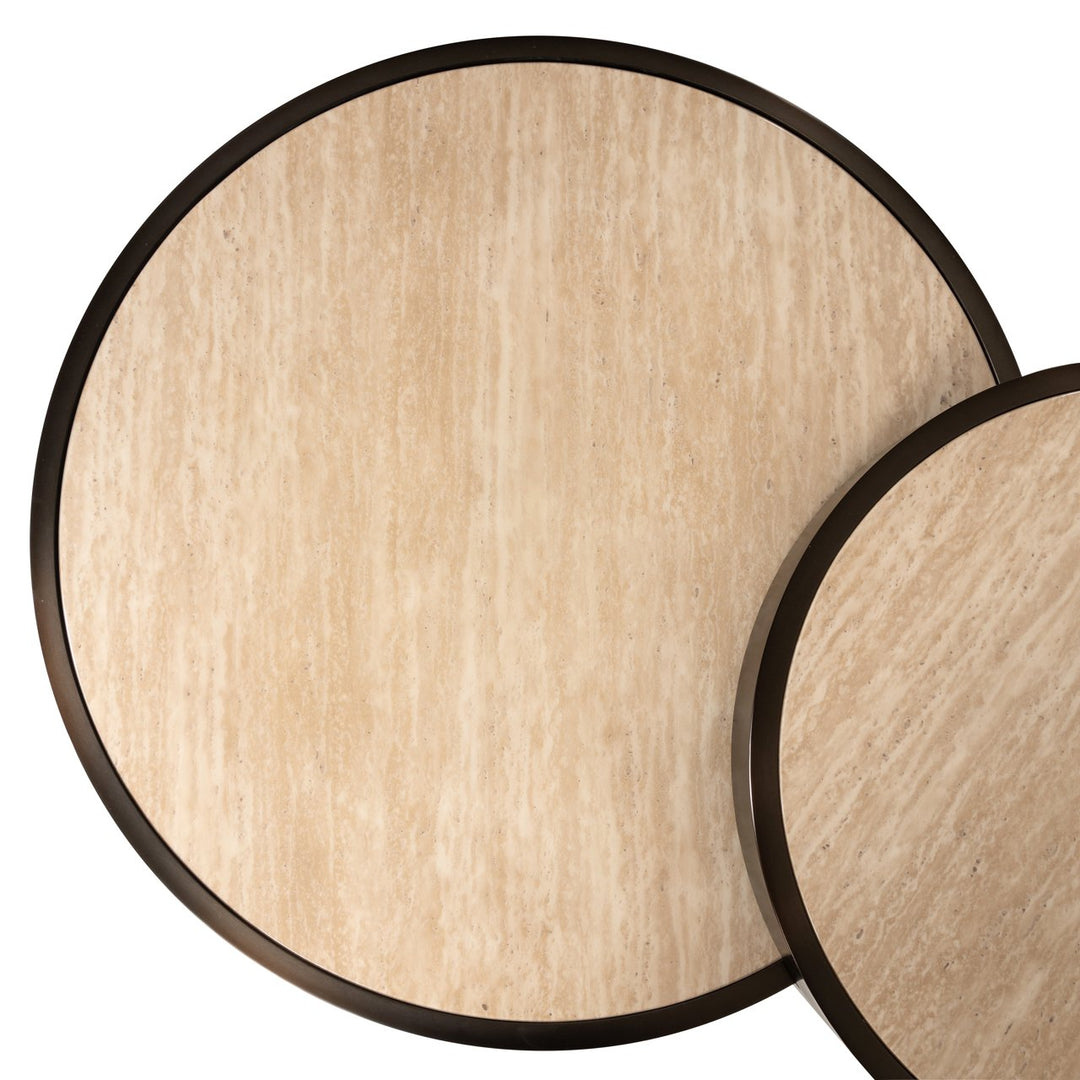 Ronson Set of 2 Faux Travertine Coffee Tables - Beige Richmond 7