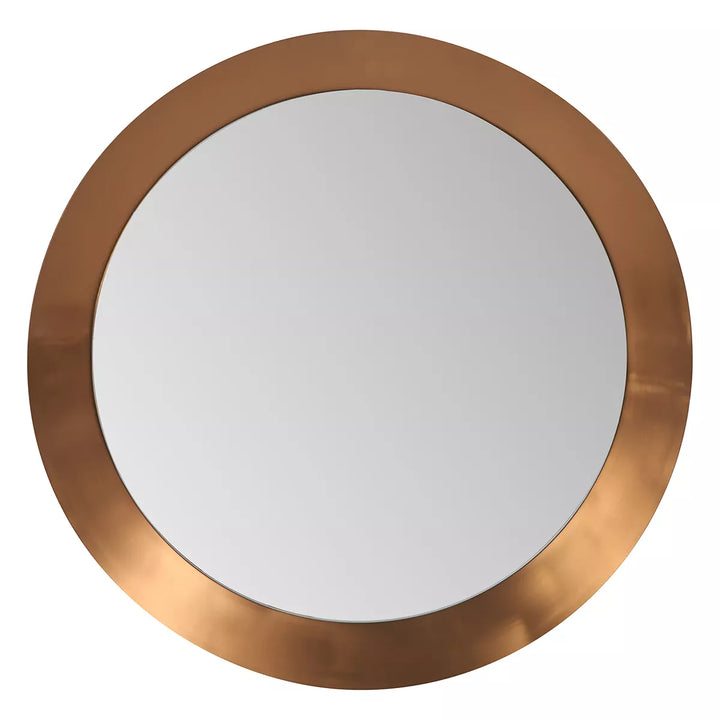 Angled Frame Round Mirror - Burnished Gold