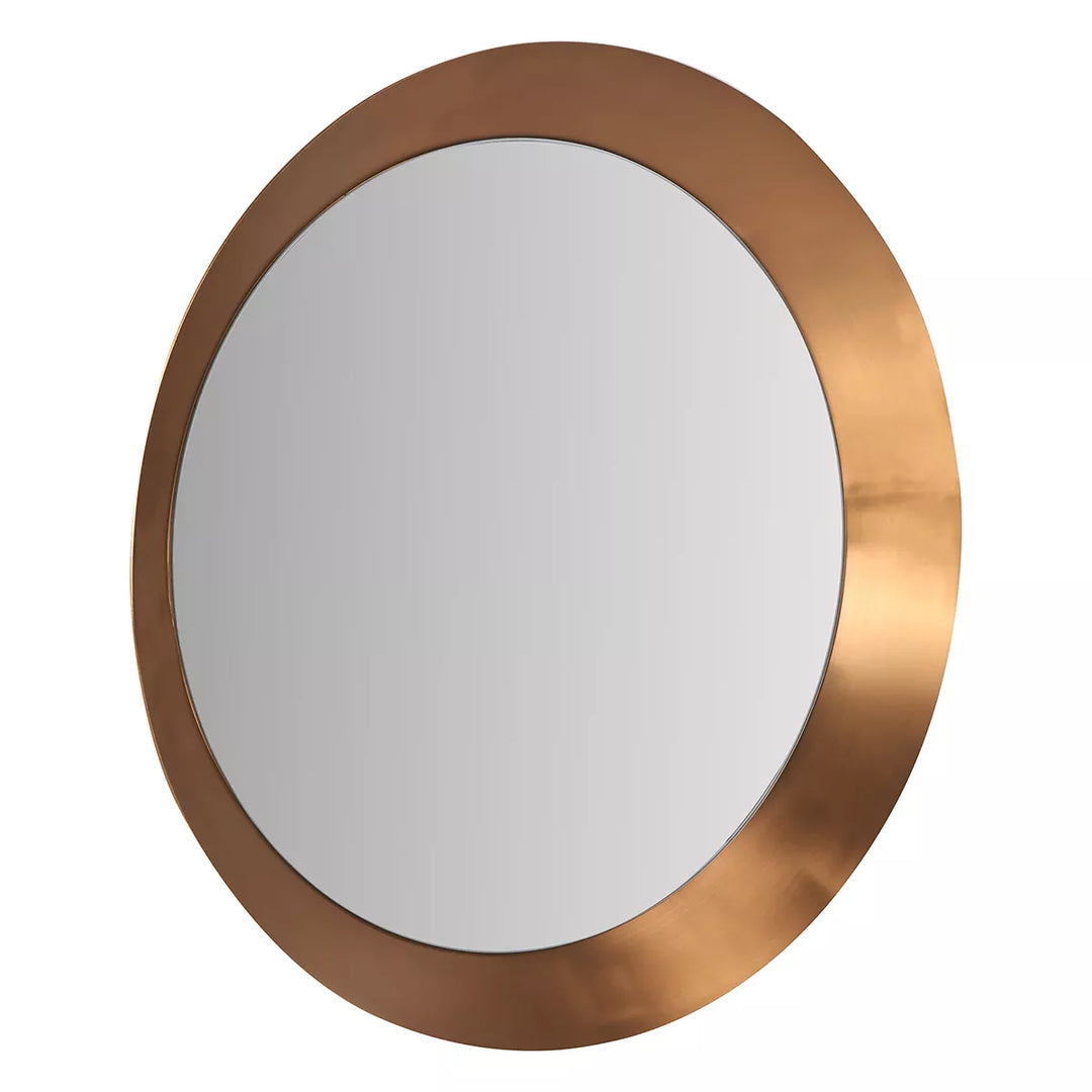 Angled Frame Round Mirror - Burnished Gold