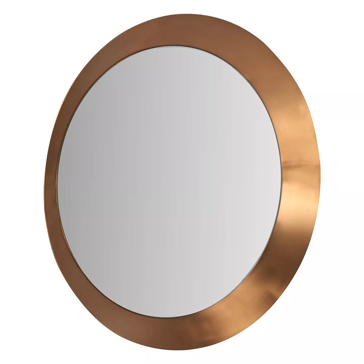 Angled Frame Round Mirror - Burnished Gold