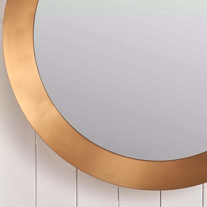 Angled Frame Round Mirror - Burnished Gold