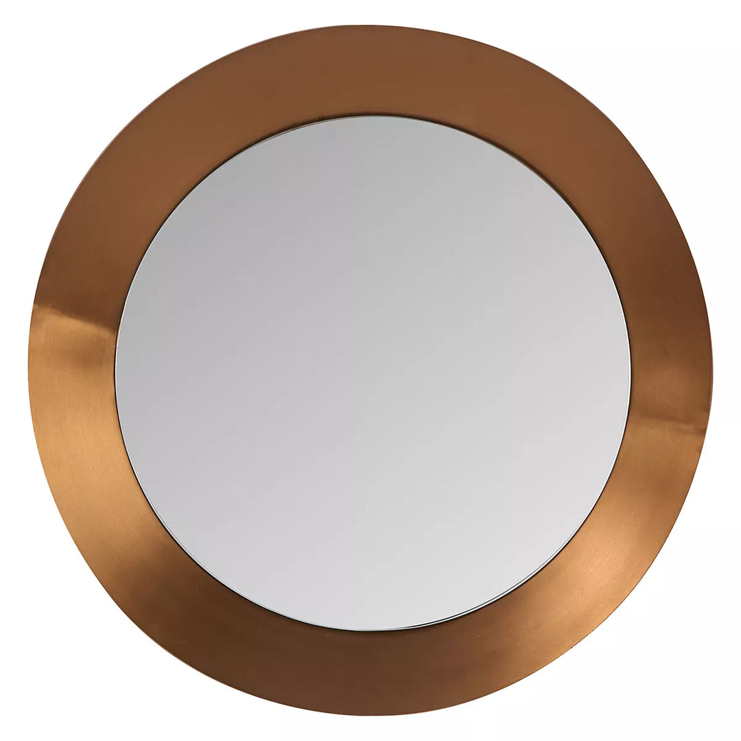 Angled Frame Round Mirror - Burnished Gold