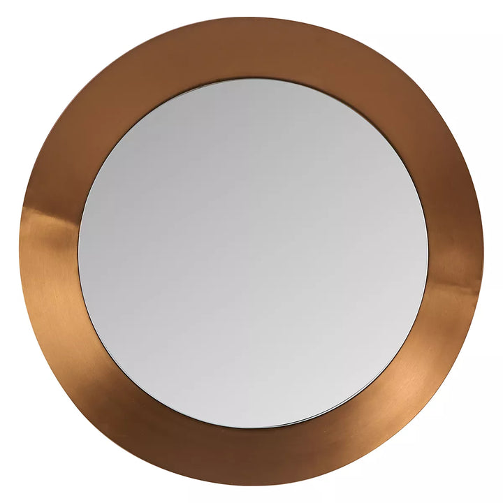 Angled Frame Round Mirror - Burnished Gold