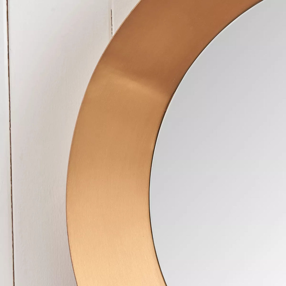 Angled Frame Round Mirror - Burnished Gold