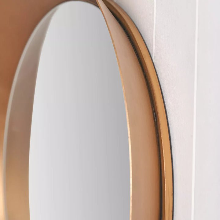 Angled Frame Round Mirror - Burnished Gold
