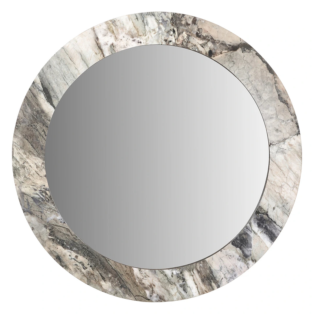 Jade Marble Effect Round Wall Mirror