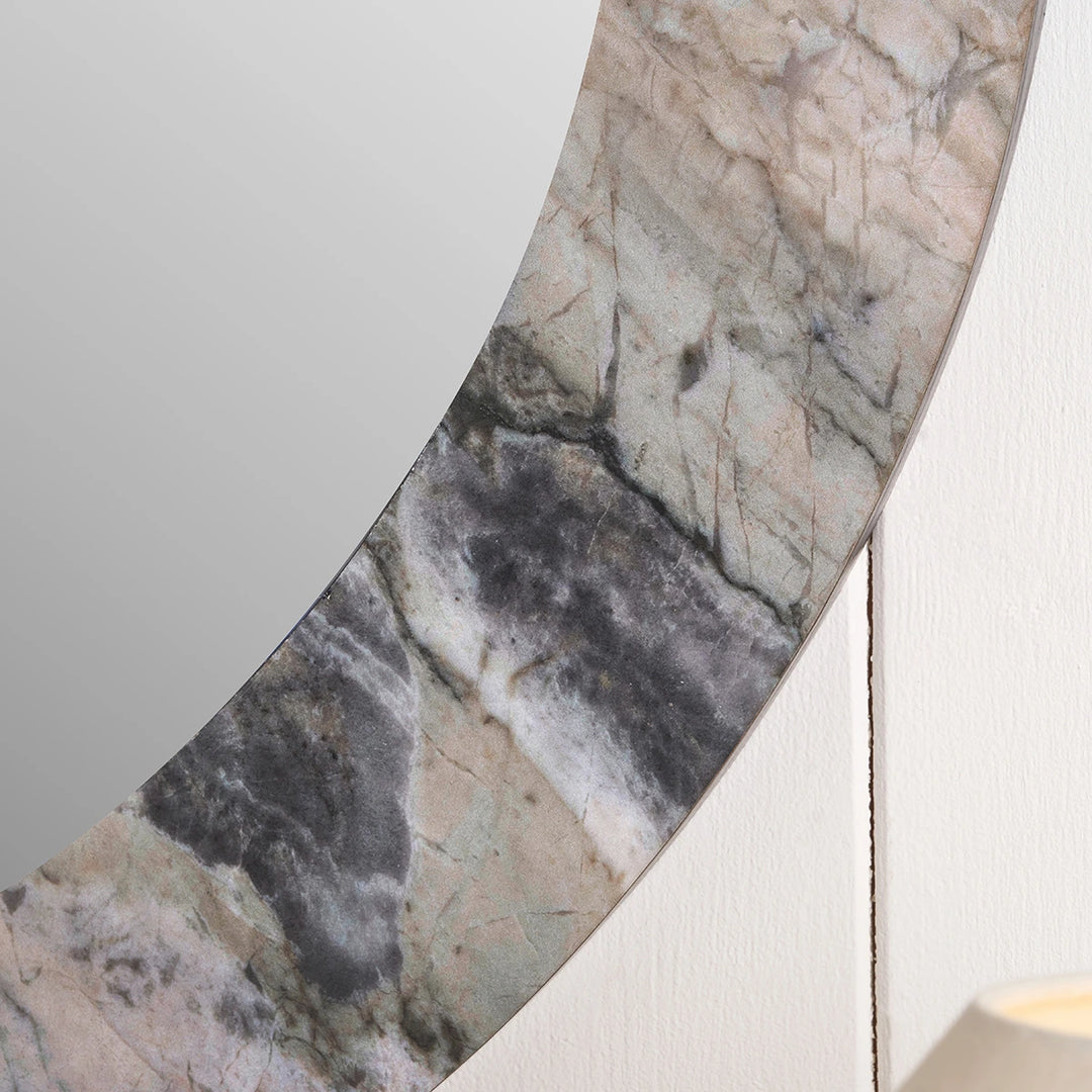 Jade Marble Effect Round Wall Mirror