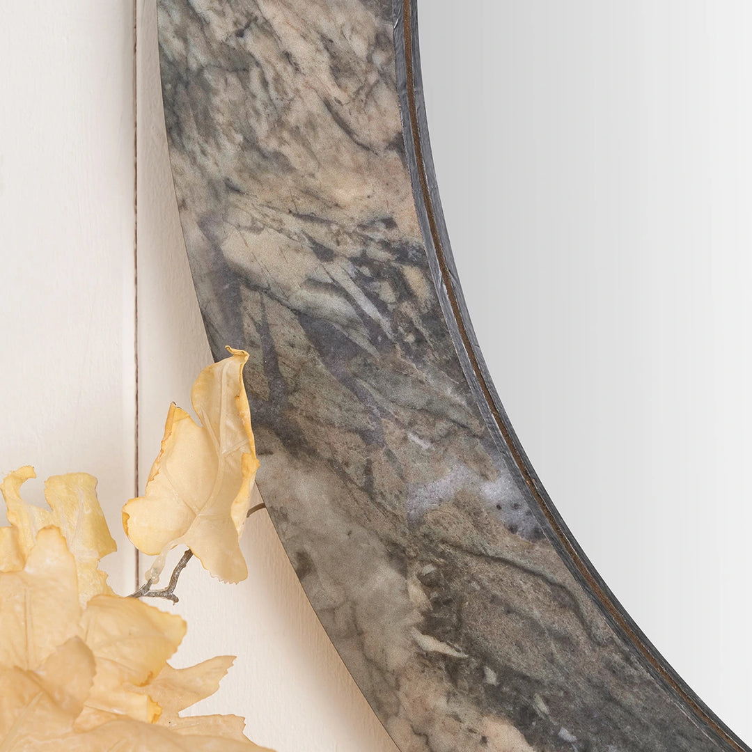 Jade Marble Effect Round Wall Mirror