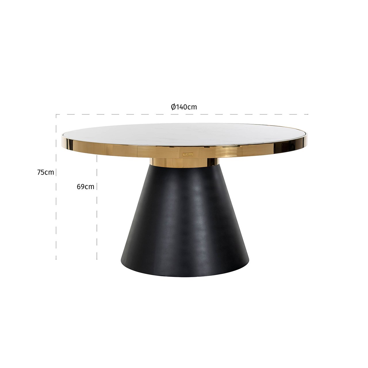 Richmond Odin Gold And Black 4 Seater Dining Table - 140cm