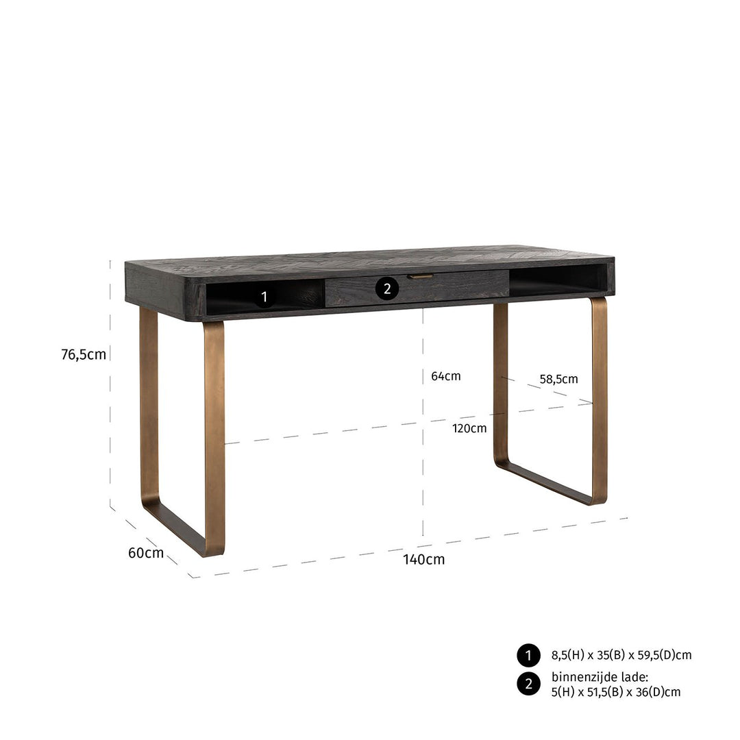 Blackbone Desk - Brushed Gold Richmond 6