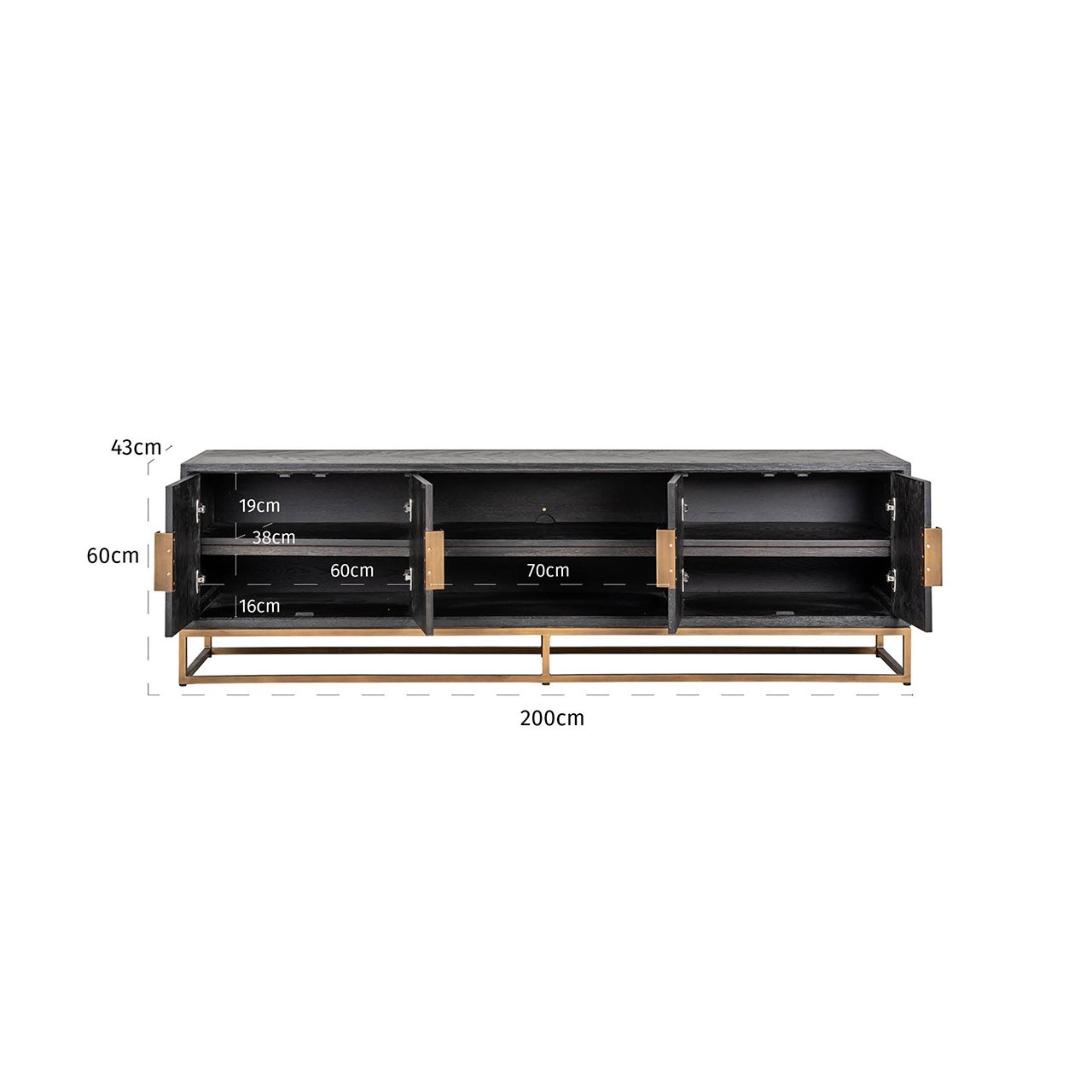 Richmond Blackbone 4 Doors Brushed Gold TV Unit