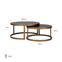 Richmond Set of 2 Blackbone Brushed Gold Round Coffee Table