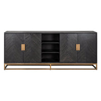 Richmond Blackbone 4 Doors Brushed Gold Sideboard