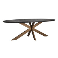 Richmond Blackbone 6 Seater Oval Dining Table in Brass & Black - 230cm