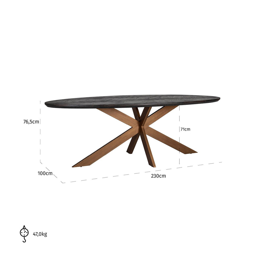 Blackbone 6 Seater Oval Dining Table 230cm - Brass & Black Richmond 5