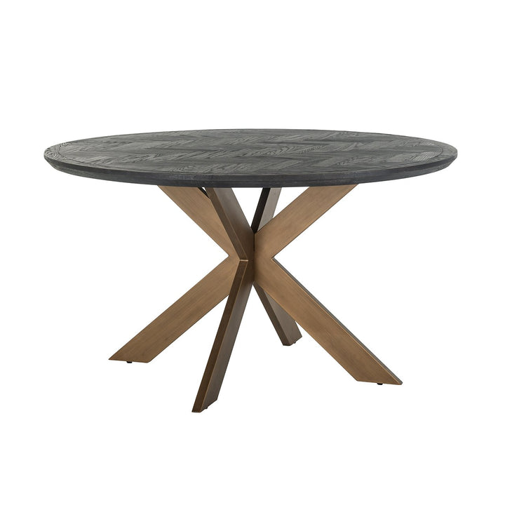 Blackbone 4 Seater Round Dining Table 140cm - Brass & Black Richmond 1