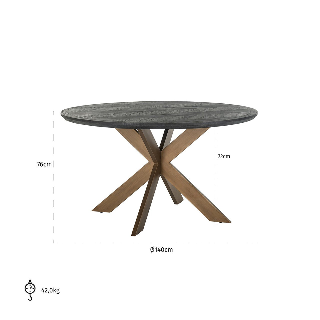Blackbone 4 Seater Round Dining Table 140cm - Brass & Black Richmond 5
