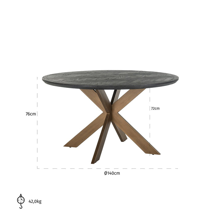 Blackbone 4 Seater Round Dining Table 140cm - Brass & Black Richmond 5