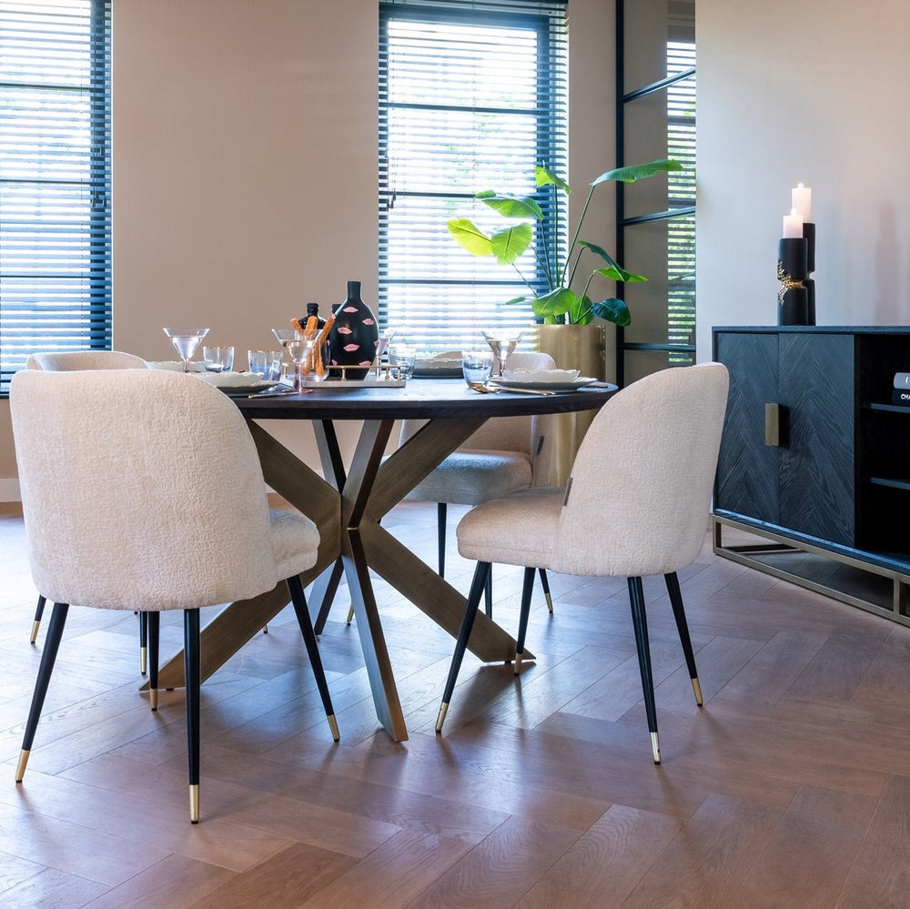 Blackbone 4 Seater Round Dining Table 140cm - Brass & Black Richmond 2