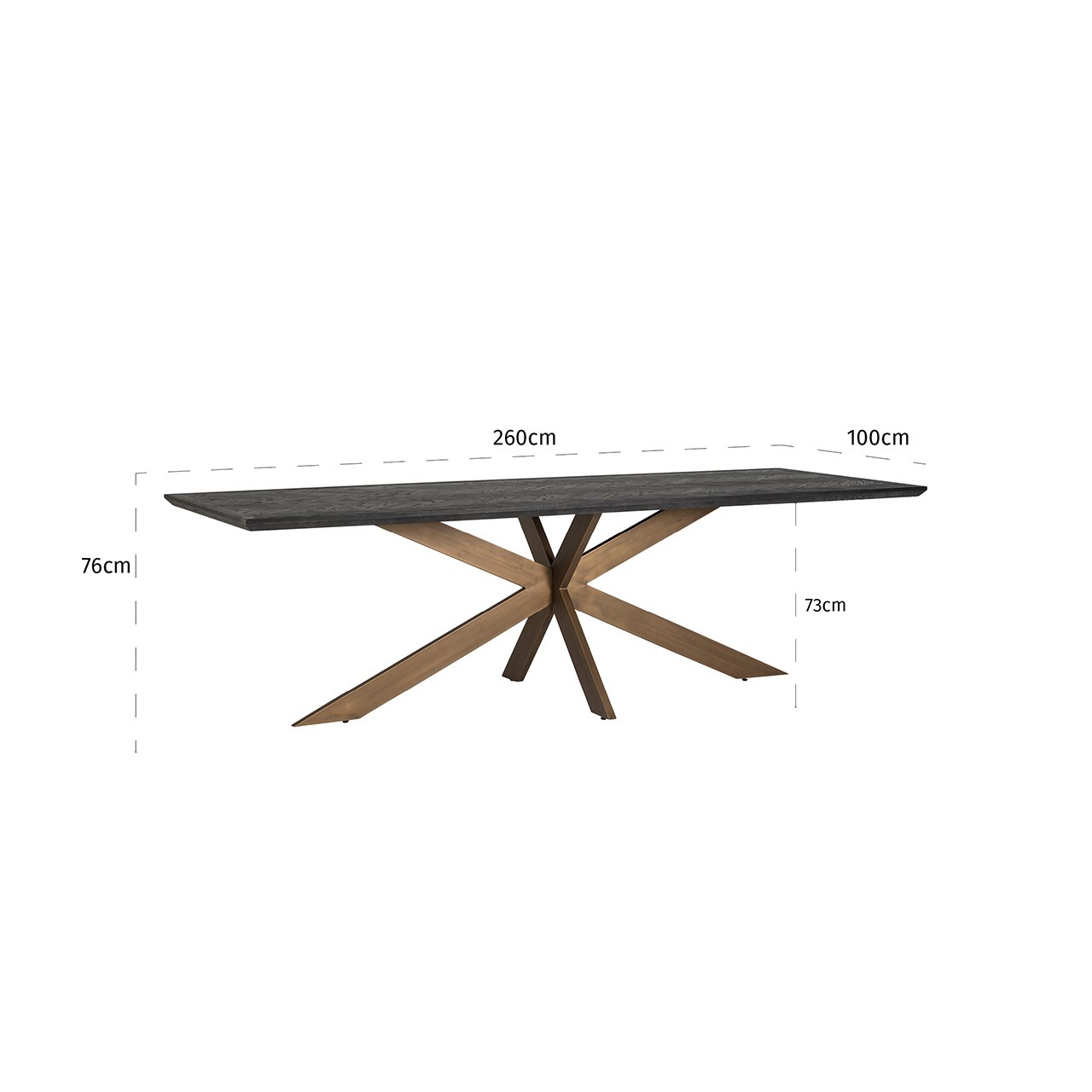 Richmond Blackbone Dining Table in Brass & Black - 260cm