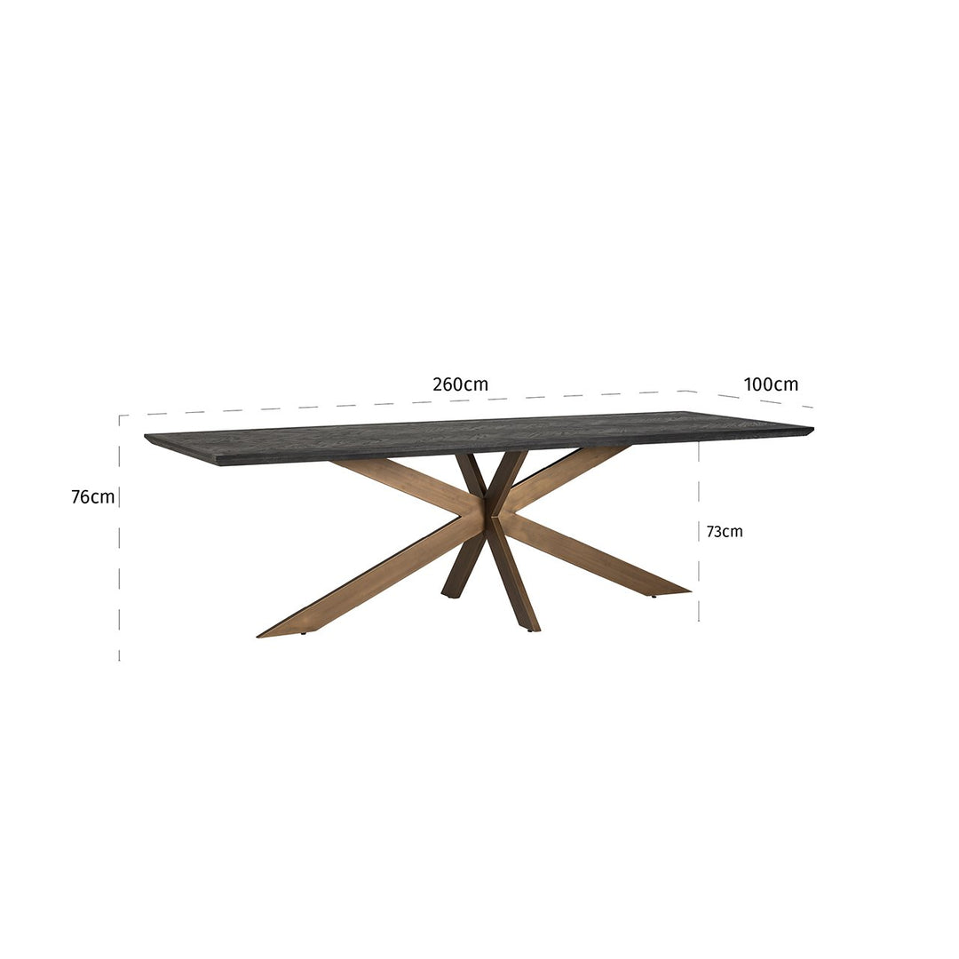 Blackbone Rectangular Dining Table 260cm - Brass & Black Richmond 5
