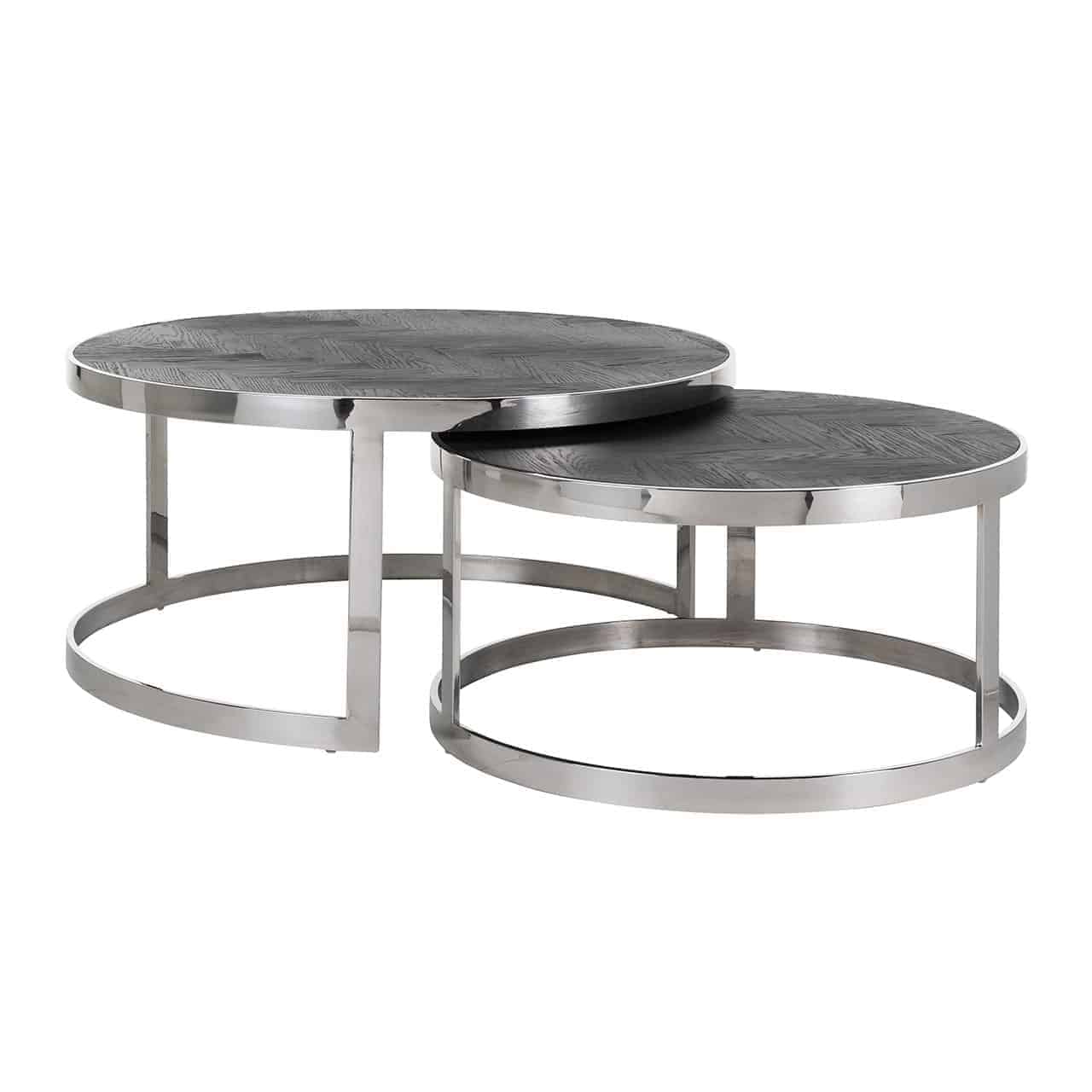 Richmond Set of 2 Blackbone Silver Round Coffee Table