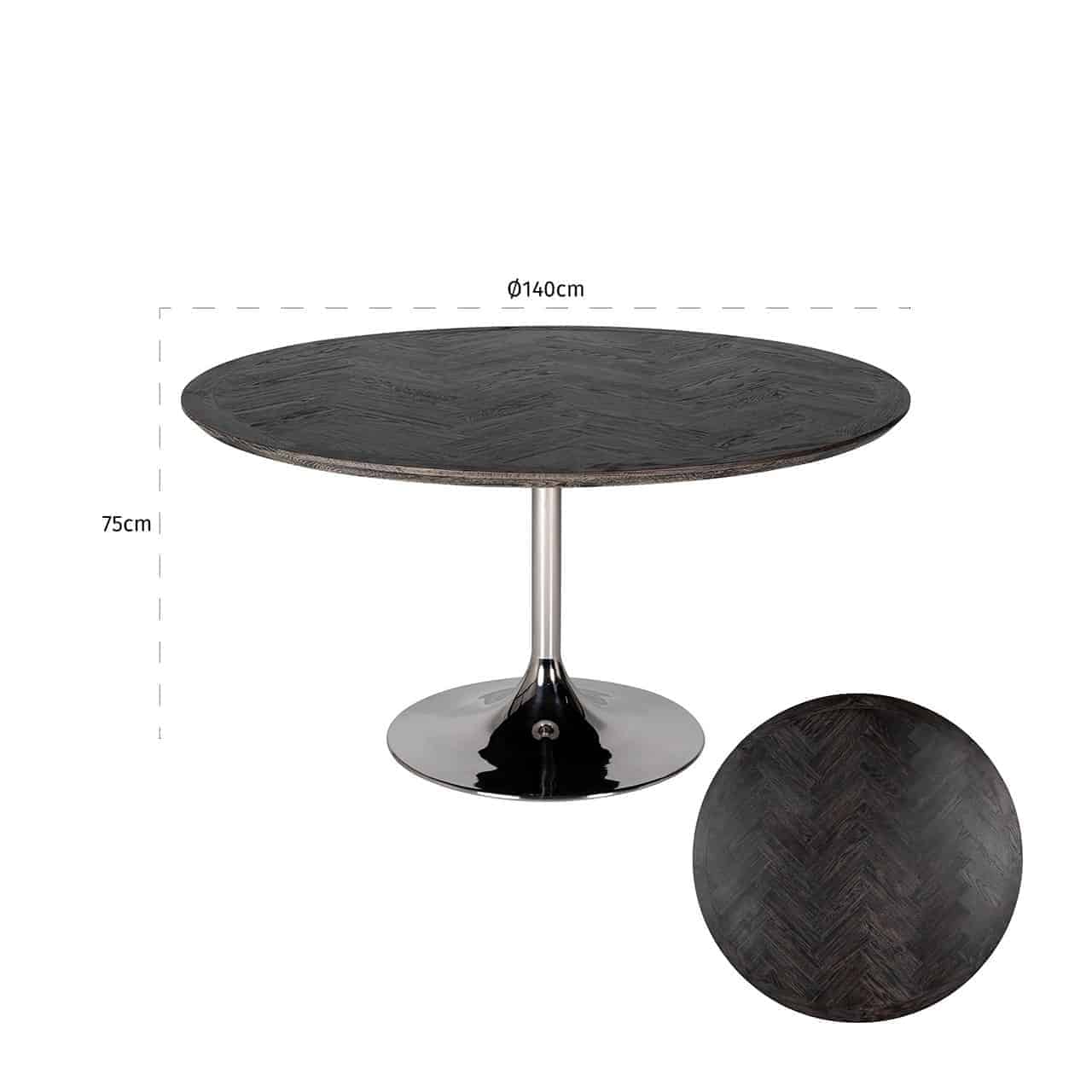 Richmond Blackbone 4 Seater Round Dining Table in Silver & Black - 140cm