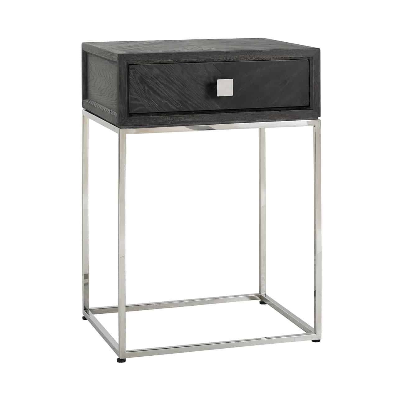 Richmond Blackbone 1 Drawer Silver Bedside Table