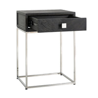 Richmond Blackbone 1 Drawer Silver Bedside Table