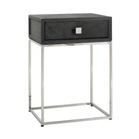 Richmond Blackbone 1 Drawer Silver Bedside Table