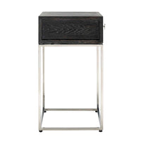 Richmond Blackbone 1 Drawer Silver Bedside Table