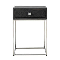 Richmond Blackbone 1 Drawer Silver Bedside Table