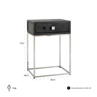 Richmond Blackbone 1 Drawer Silver Bedside Table