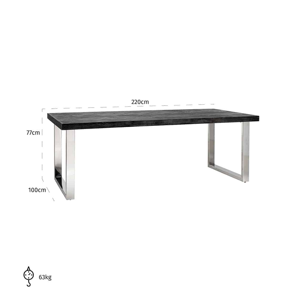 Richmond Interiors Blackbone Dining Table in Silver - 220cm