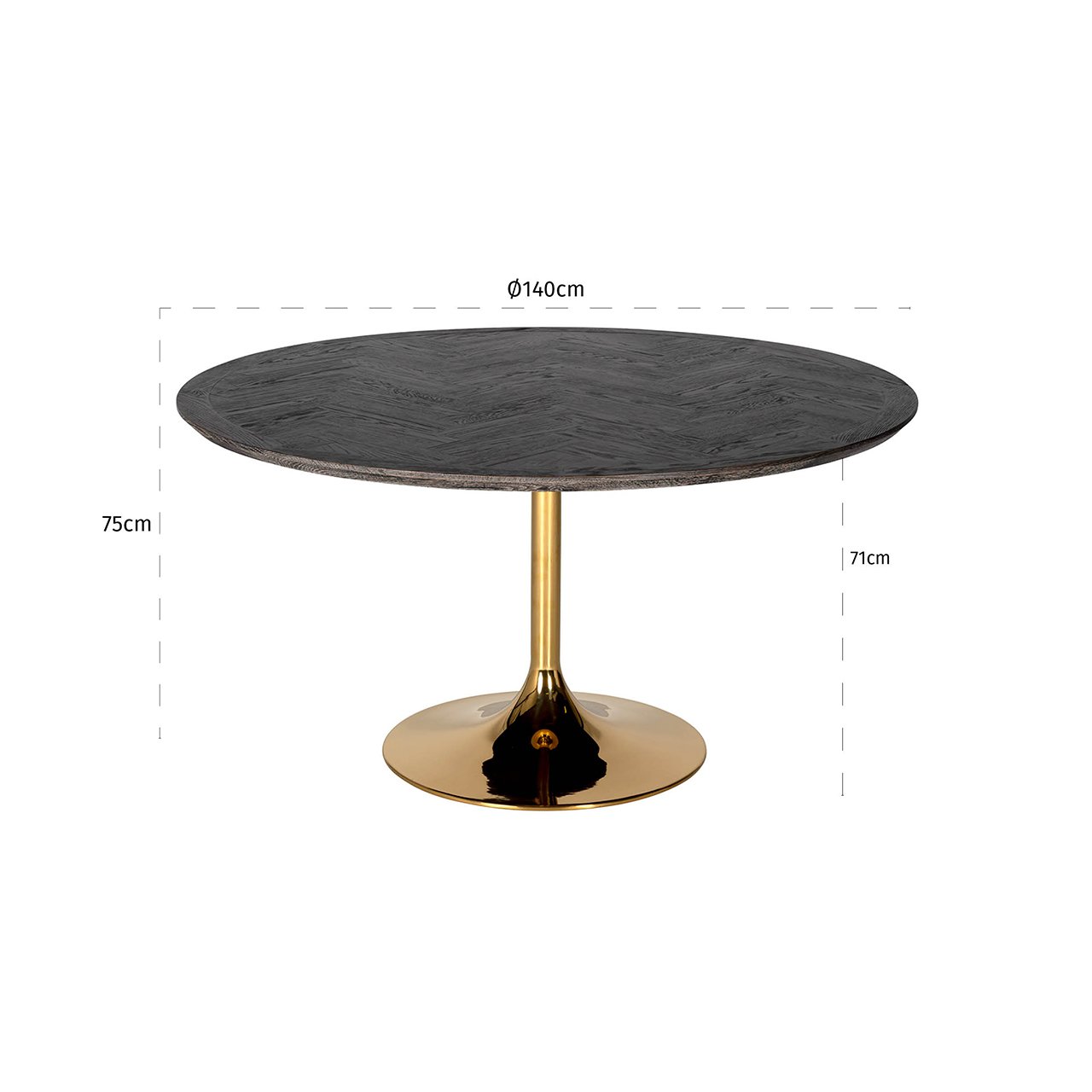 Richmond Blackbone 4 Seater Round Dining Table in Gold & Black - 140cm