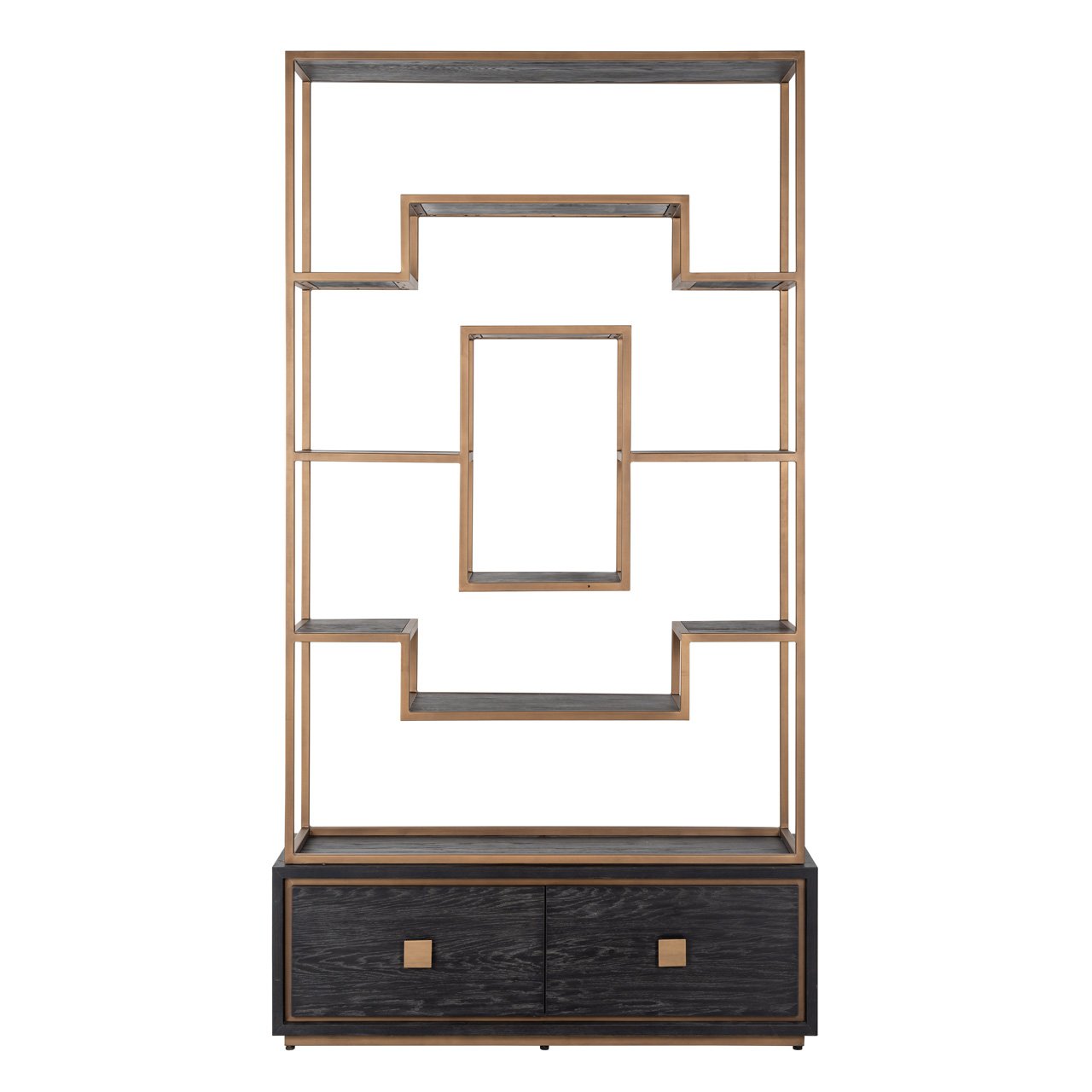 Richmond Hunter 2 Drawers Brushed Gold Display Cabinet