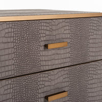 Richmond Classio 3 Drawers Vegan Leather Brushed Gold Chest of Drawers