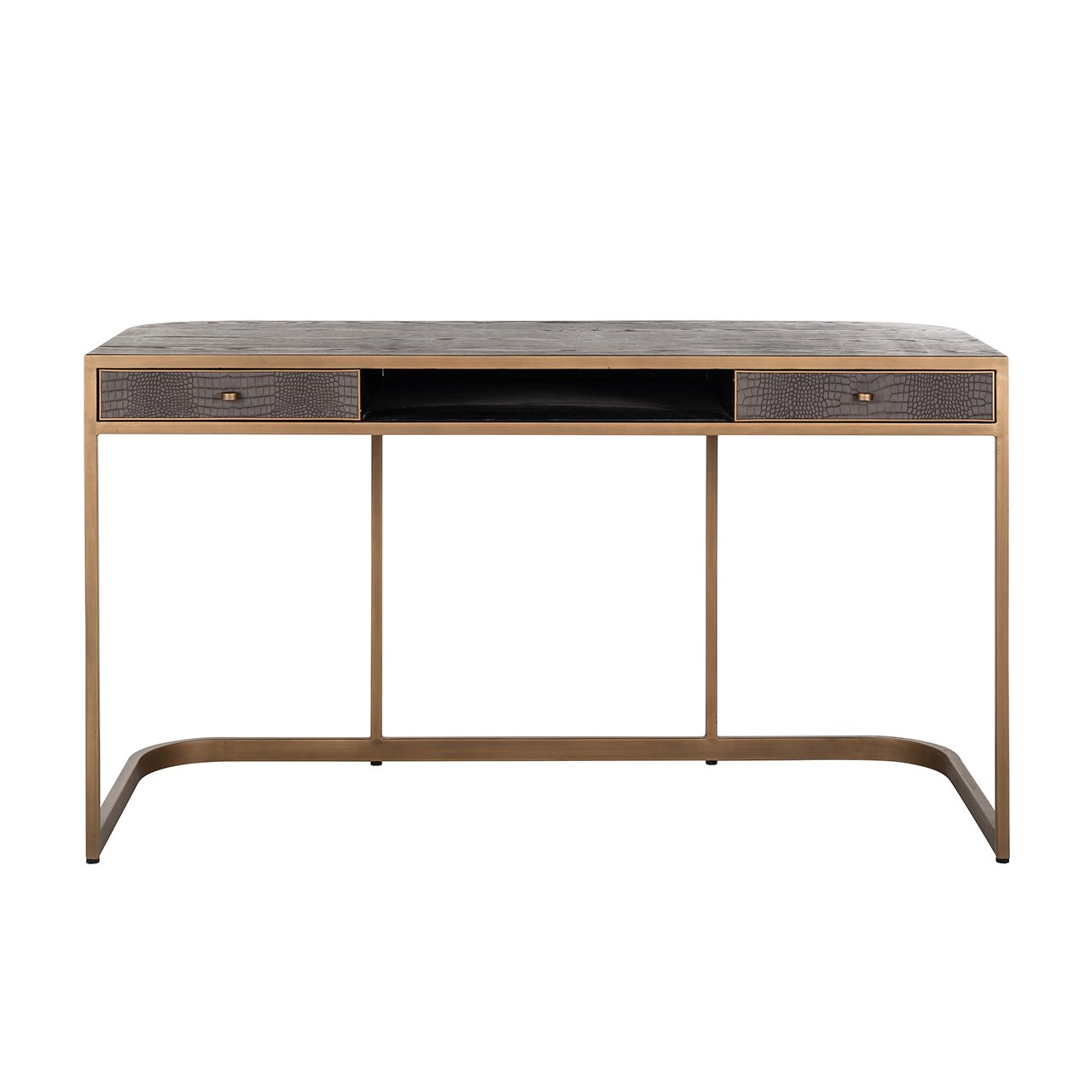 Richmond Classio 2 Drawers Vegan Leather Brushed Gold Desk