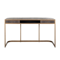 Richmond Classio 2 Drawers Vegan Leather Brushed Gold Desk