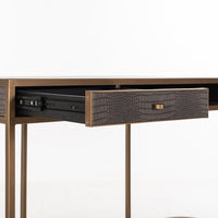 Richmond Classio 2 Drawers Vegan Leather Brushed Gold Desk