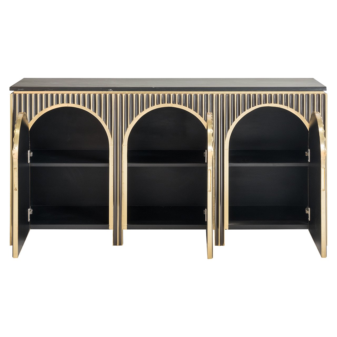 Richmond Interiors Les Arcs Brushed Gold 3 Door Sideboard