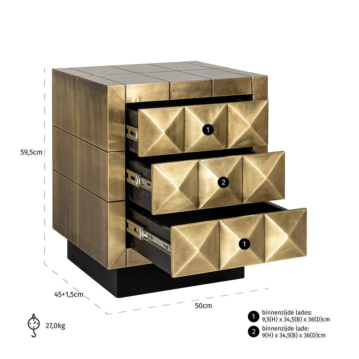 Cabinet Collada 3-Drawers - Brushed Gold Richmond 7