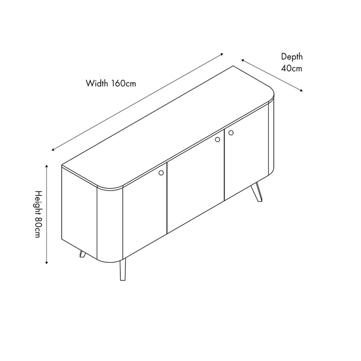 Elias 3 Door Sideboard - Dark Ash