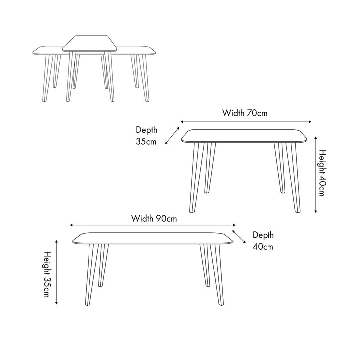 Elias Set of 2 Coffee Tables - Dark Ash