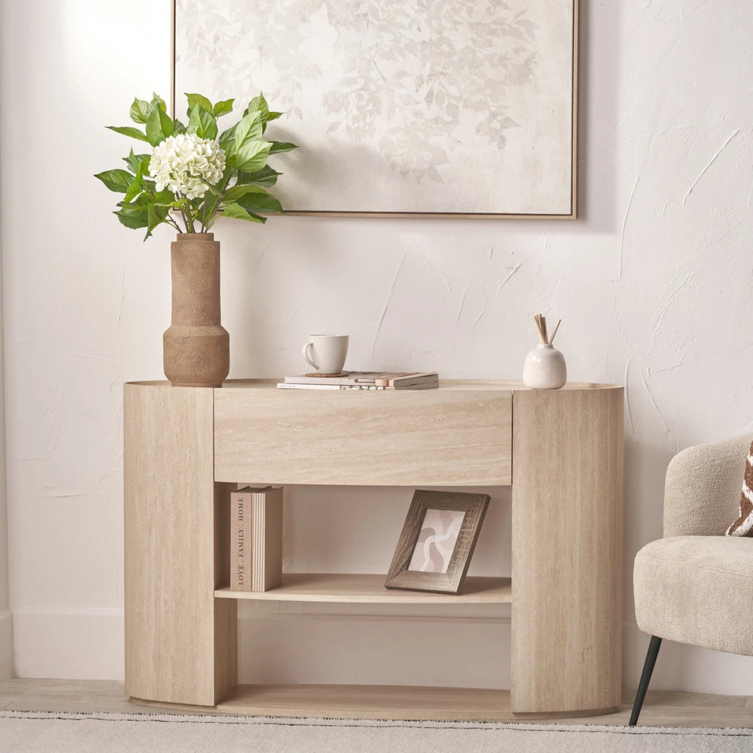 Tivoli Travertine Effect 1 Drawer Console table