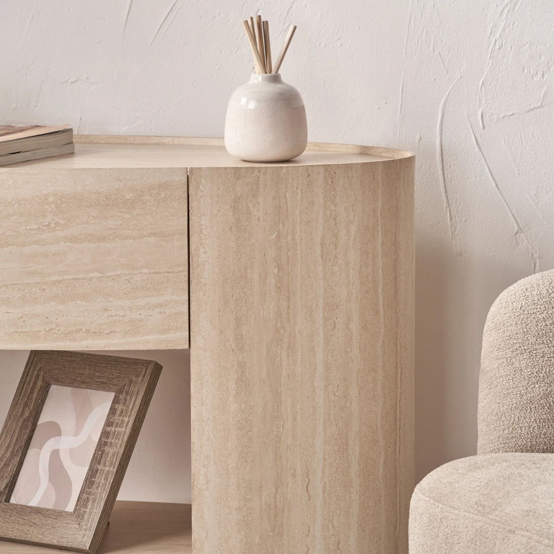 Tivoli Travertine Effect 1 Drawer Console table