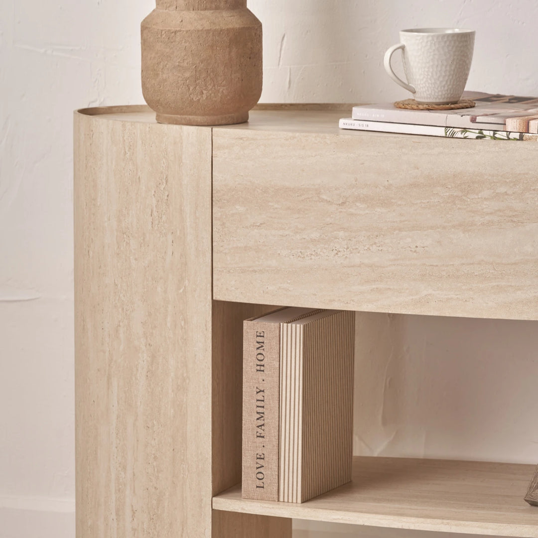 Tivoli Travertine Effect 1 Drawer Console table